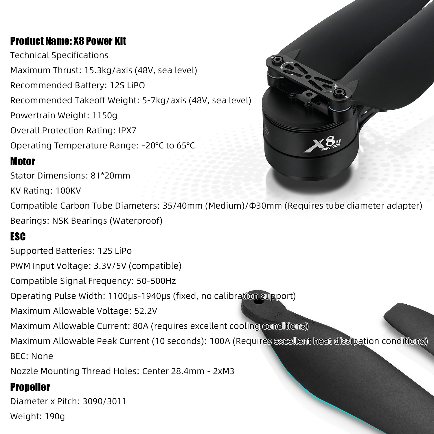 X8 Power System Kit: 100KV Mot - Drone Kit Heavy Lift incelemesi ve fiyatı